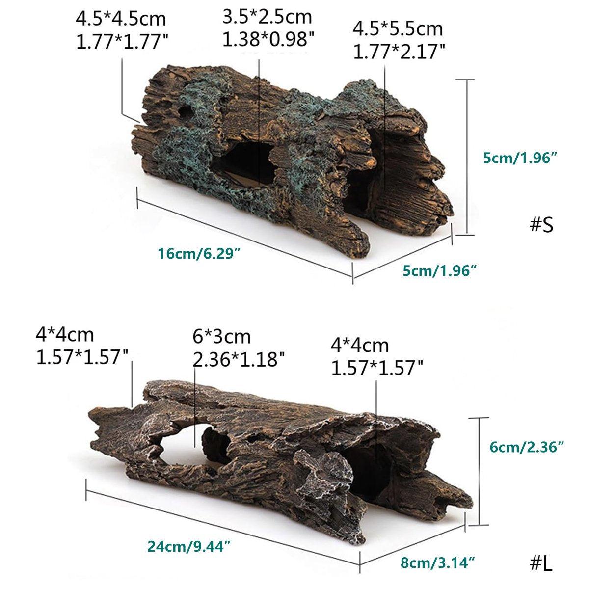 Tree Log Hide Ornament Trunk Tunnel Fish Reptile Tank Resin Aquarium Decoration