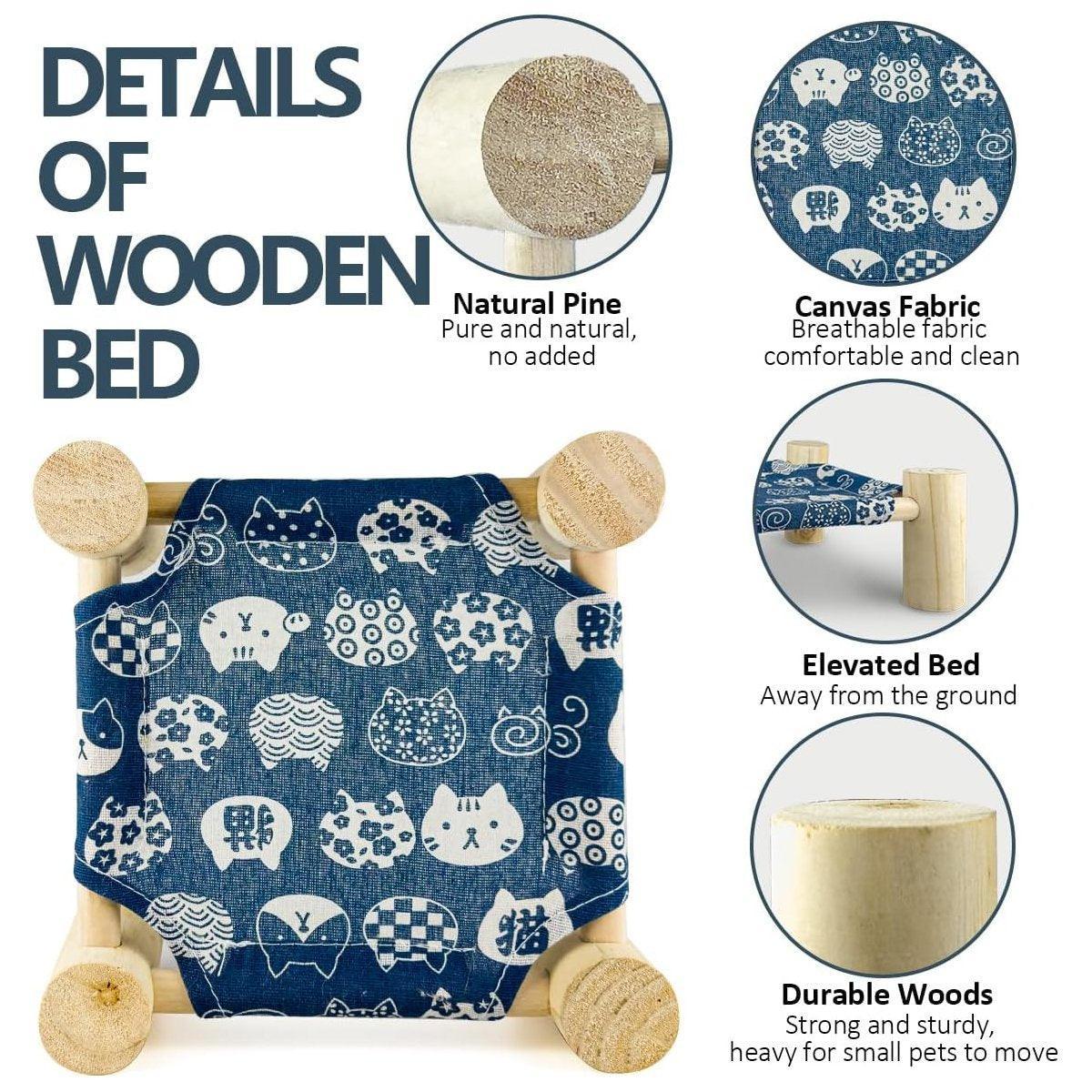 Stylish Wooden Small Pet Bed with Breathable Fabric