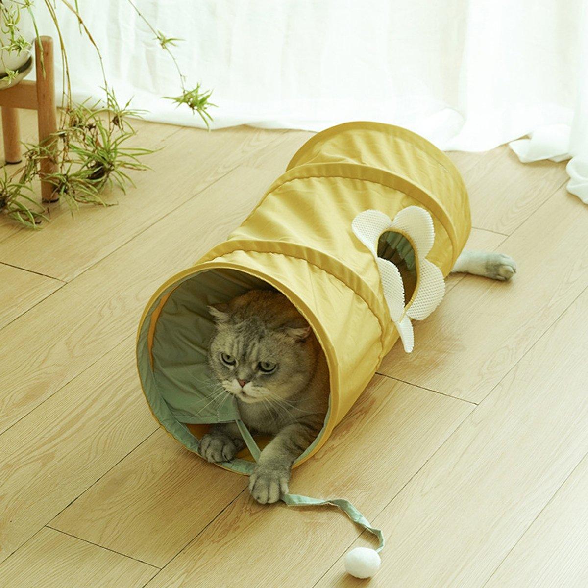 Spiral Folding Cat Play Tunnel Cooling Fabric Tunnel for Cats