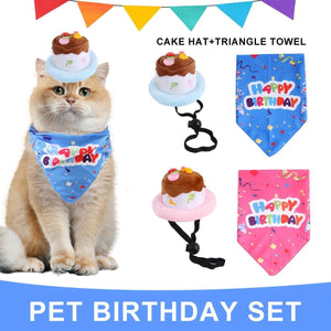 Pet Birthday Suit Cake Hat Triangle Towel Combination Birthday Dress