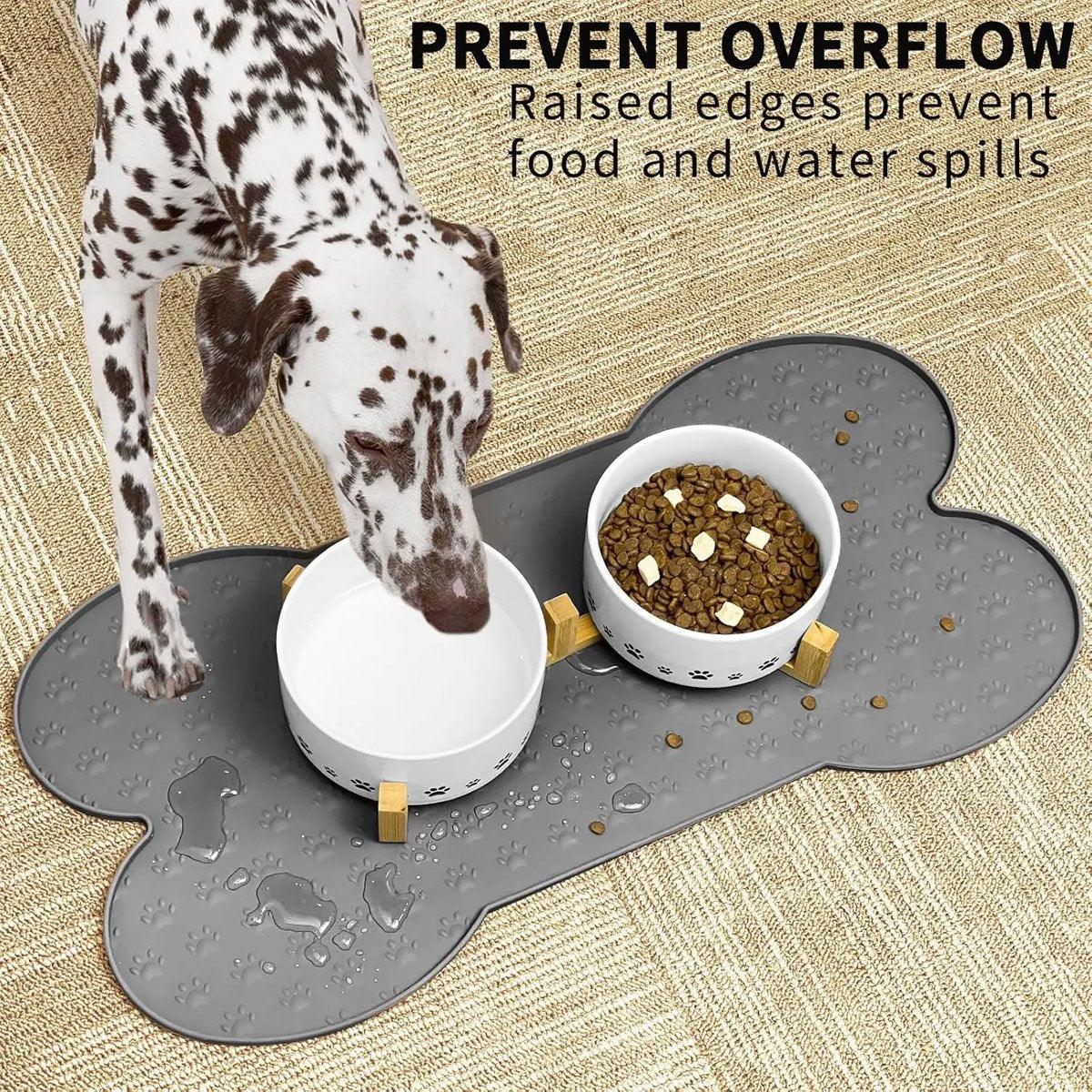 Silicone Pet Feeding Food Mat Bone Waterproof Non-slip Cat Dog Bowl Placemat Dish