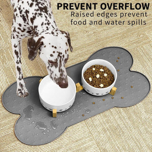 Silicone Pet Feeding Food Mat Bone Waterproof Non-slip Cat Dog Bowl Placemat Dish