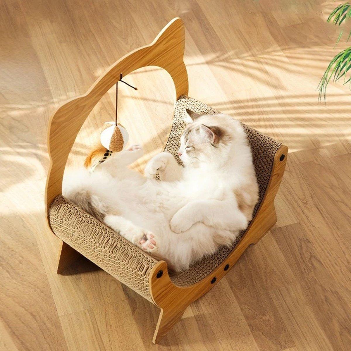 Cradle Cat Nest 2-in-1 Cat Scratcher and Lounge with Hanging Toy