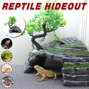 Reptile Hide House Nest Cave Sundeck Shelter for Pets Lizard Snake Habitat