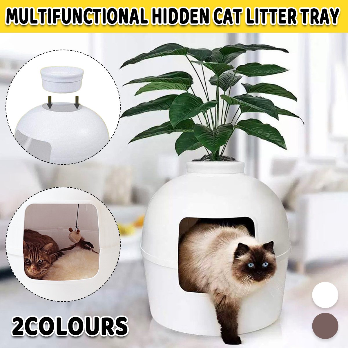 Hidden Litter Box and Pet Kennel for Cats and Small Dogs