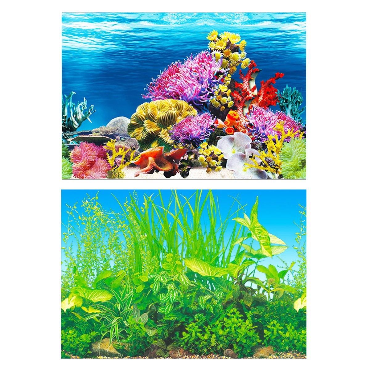 Double-Sided 3D Fish Tank Background Realistic PVC Aquarium Décor