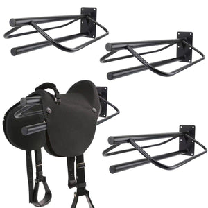 Wall-Mounted Saddle Rack With Double Saddle Pad Holder