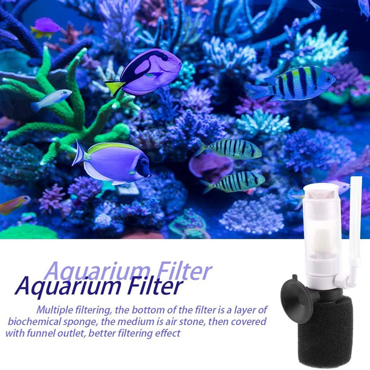 Compact Mini Internal Fish Tank Filter - Pneumatic Water Filter