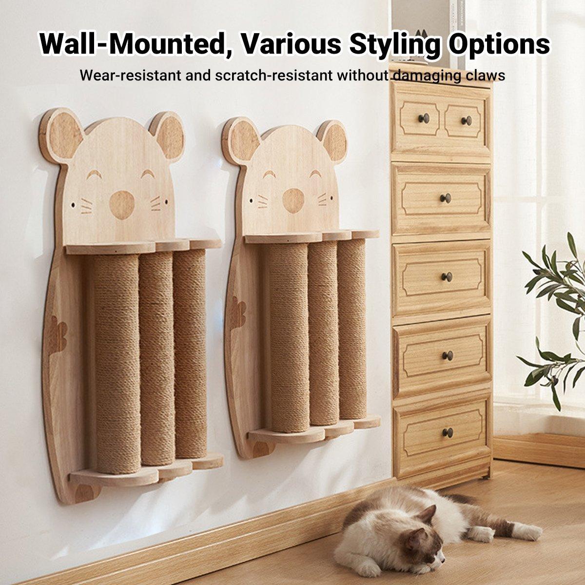 Vertical Sisal Cat Scratching Board Solid Wood