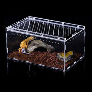 Clear Slide Lid Pet Box Reptile Breeding Habitat Reptile Tank