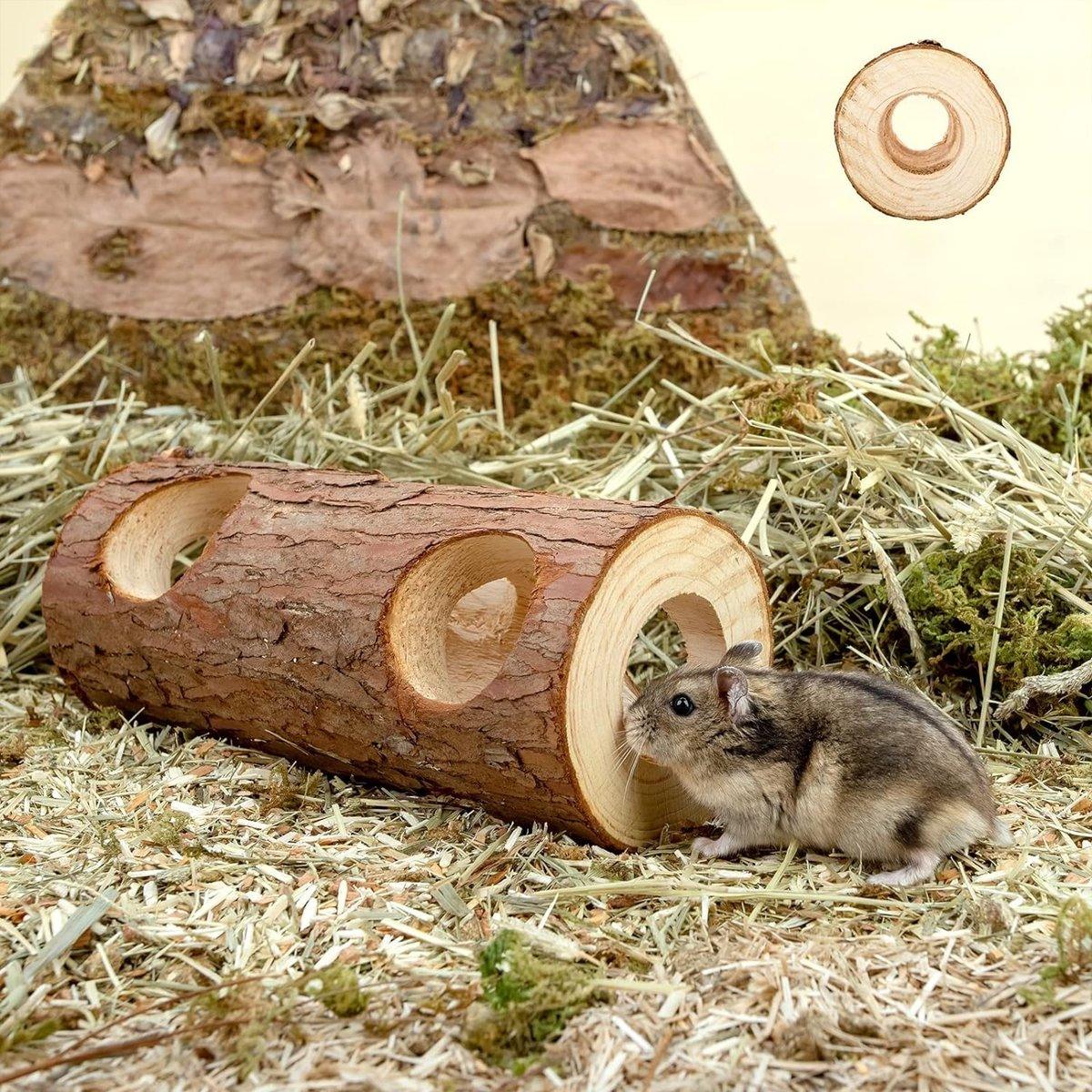 Premium Solid Wood Hamster Tunnel - Natural and Durable Chew Toy