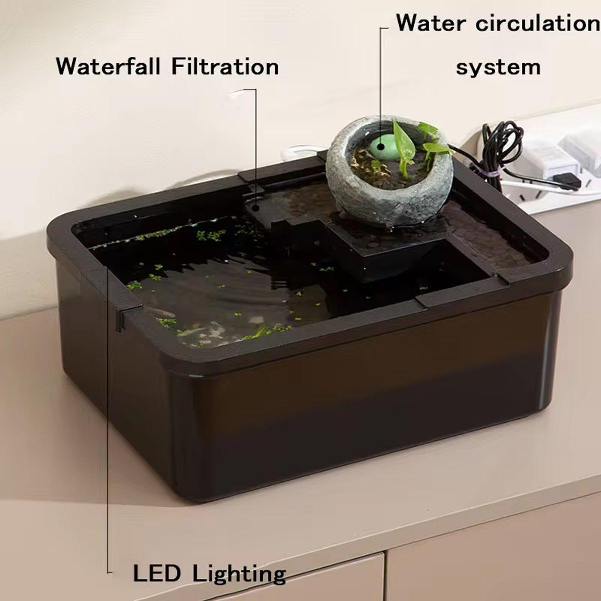 Tabletop Aquarium Landscape Fish Ecological Filter Feeding Basin for Home Decor