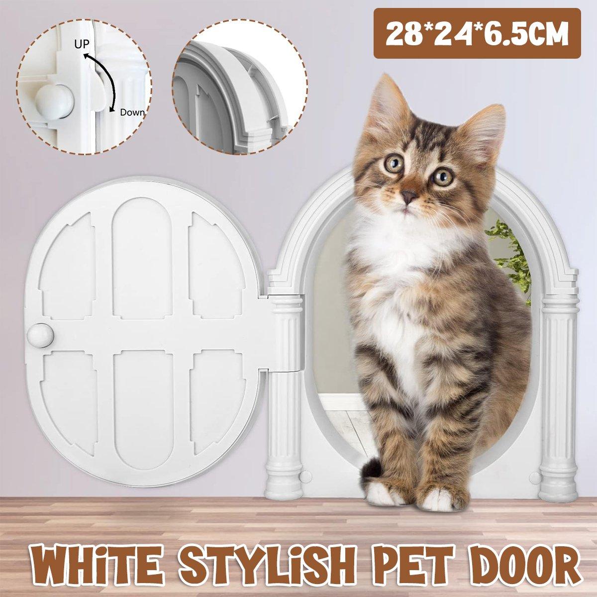 Stylish and Secure White Pet Door for Cats