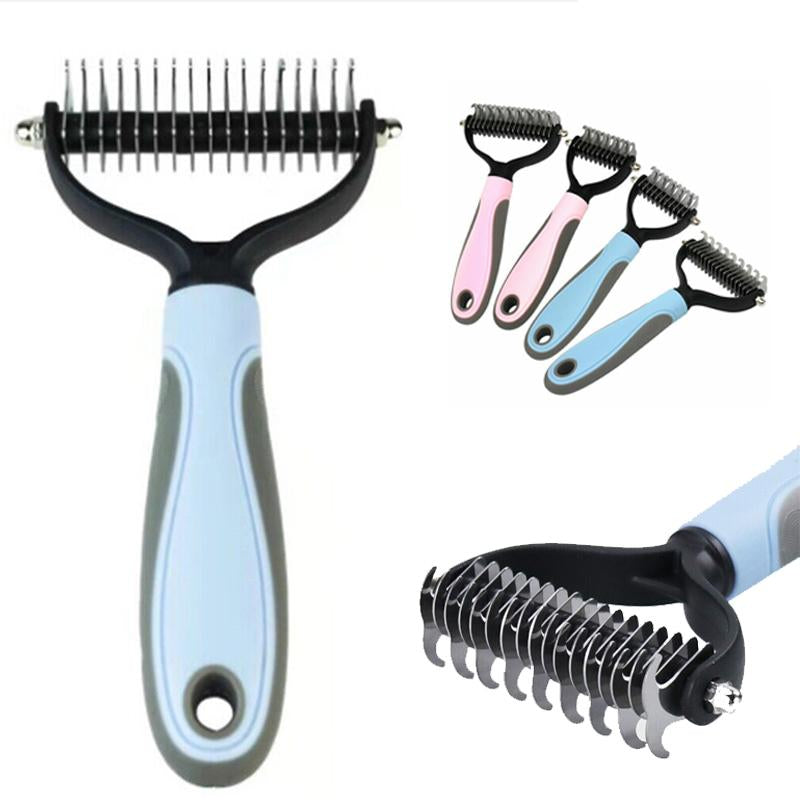 Premium Dog & Cat Deshedding Grooming Comb - Undercoat Rake Trimmer Brush