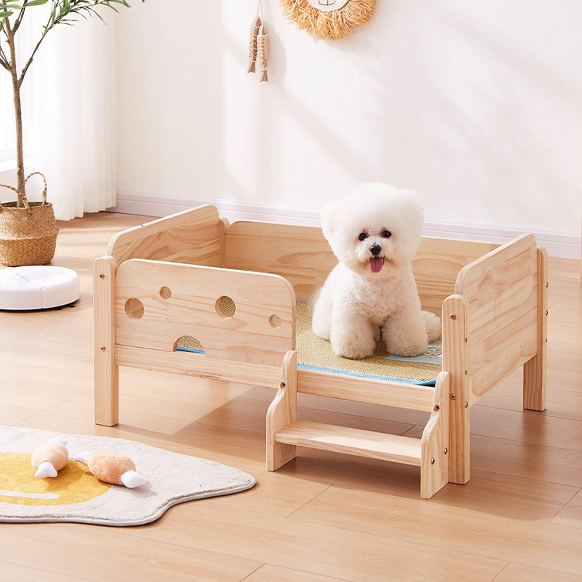 Solid Wooden Dog Kennel Durable Universal Pet Bed Comfortable Outdoor Indoor Bed