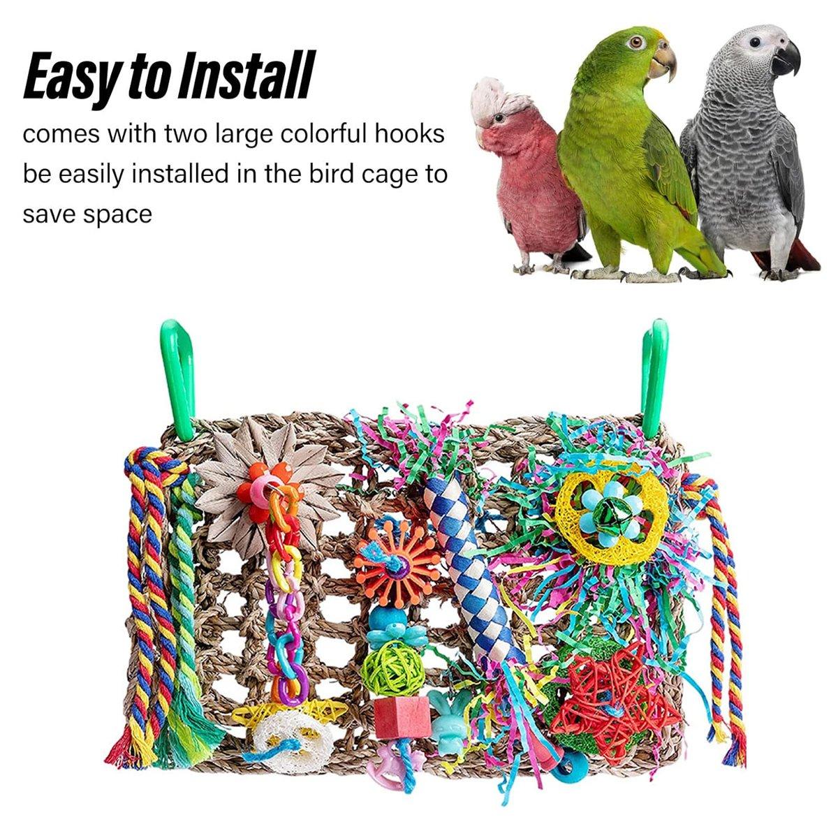 Parrot Bite Toy Grass Net Color Braided Tube Luffa Grass Silk Paper Bite Toy Cage Landscape Cross-border