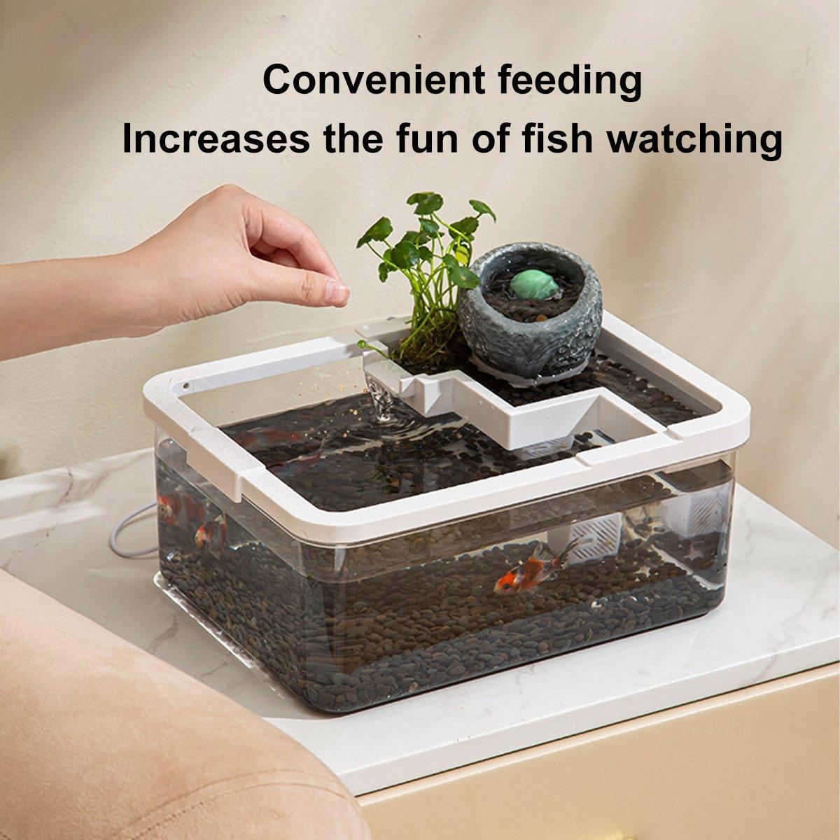 Tabletop Aquarium Landscape Fish Ecological Filter Feeding Basin for Home Decor