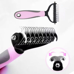 Premium Dog & Cat Deshedding Grooming Comb - Undercoat Rake Trimmer Brush