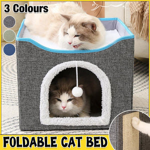 Foldable Cat Bed With Scratching Board 3 Colours