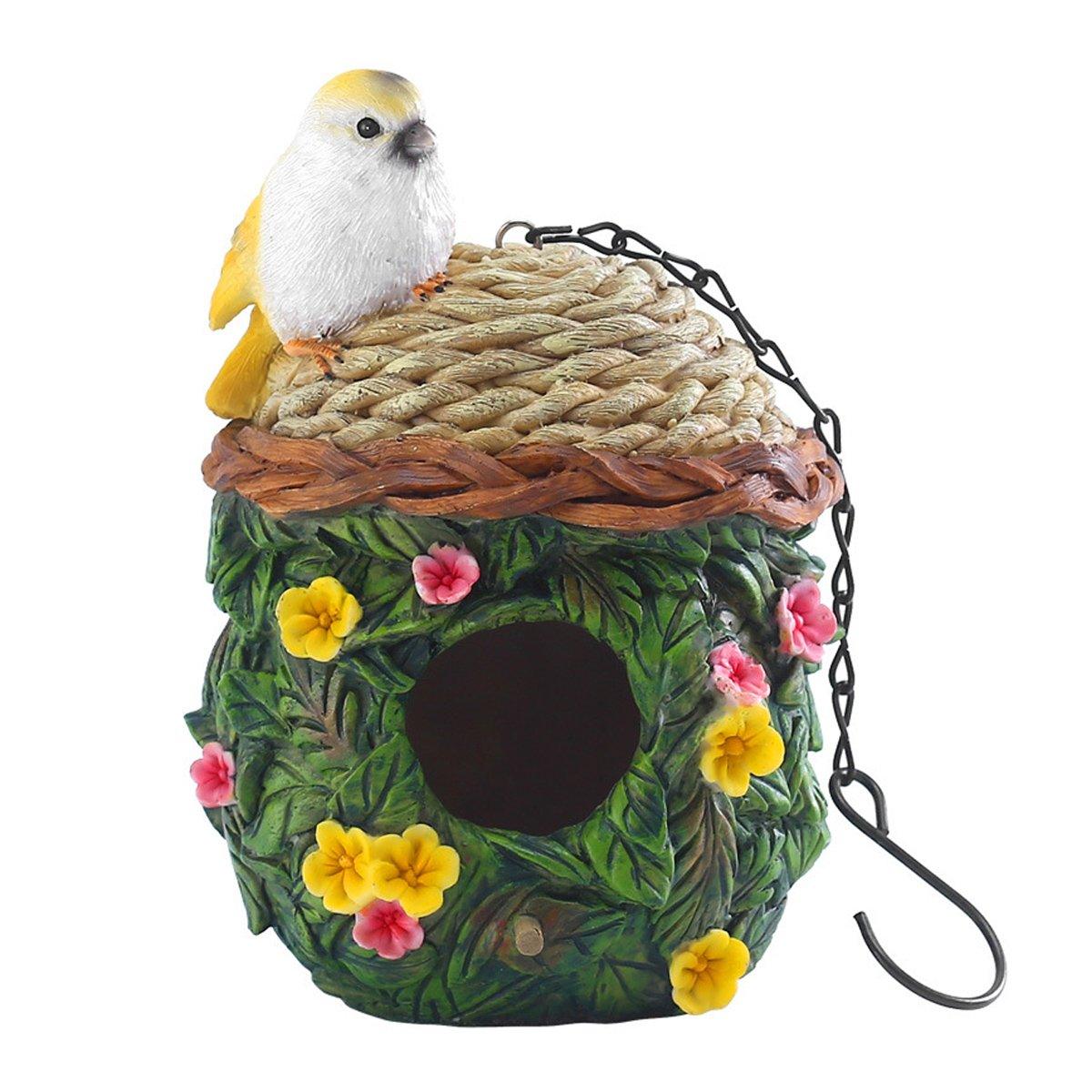 Hanging Resin Birdhouse Hand-Painted Outdoor Garden Decor