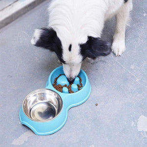 Pet Slow Eating Bowl with Stainless Steel Dog Bowls