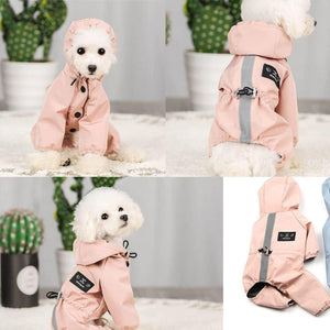 Waterproof Reflective Pet Raincoat with Hood Dog Coat S-XXL