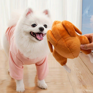 Durable Roast Chicken Plush Dog Toy with Squeaker Fun for All Dogs