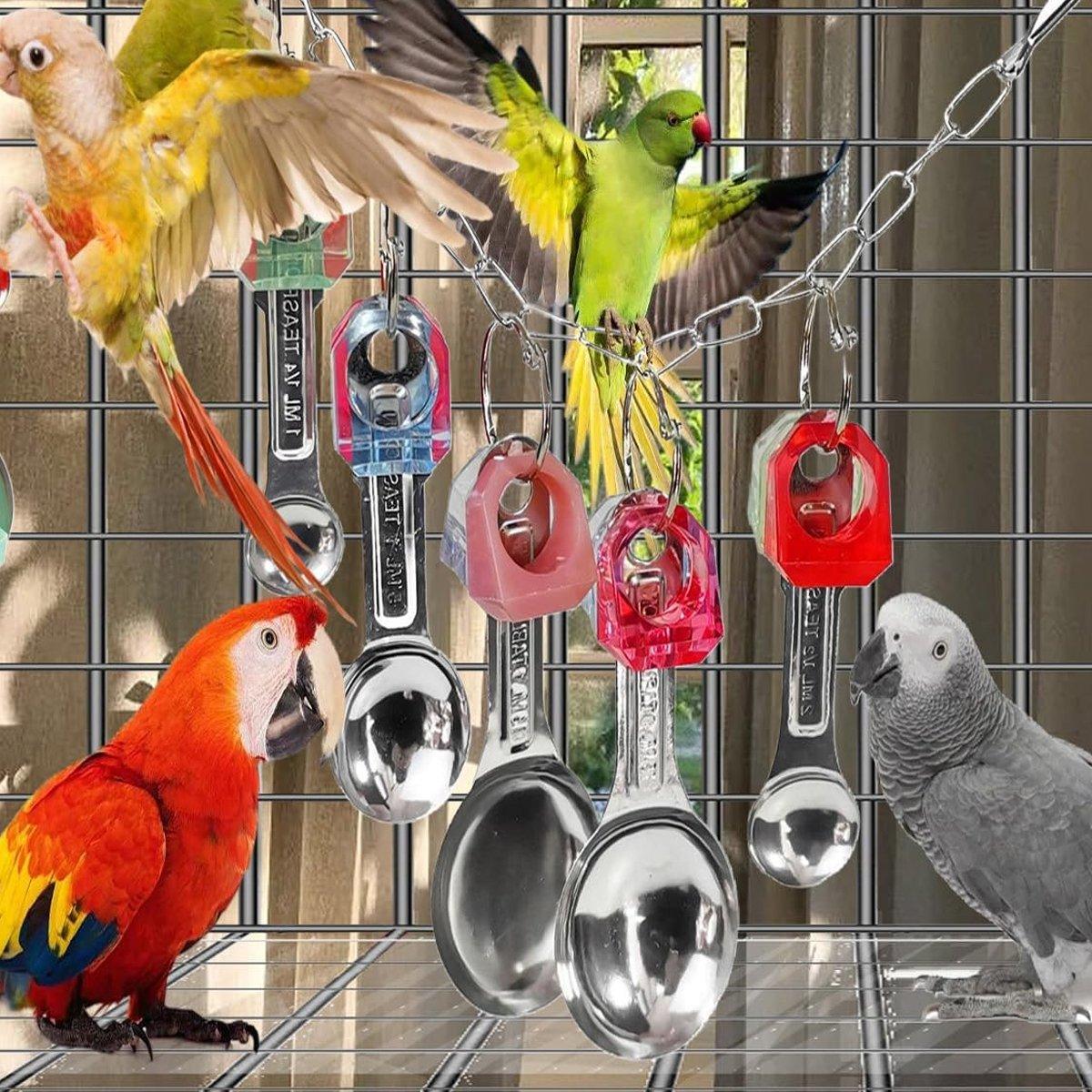 Parrot Bite Toy Parrot Toy Bird Toy Metal Spoon String Toy 113g