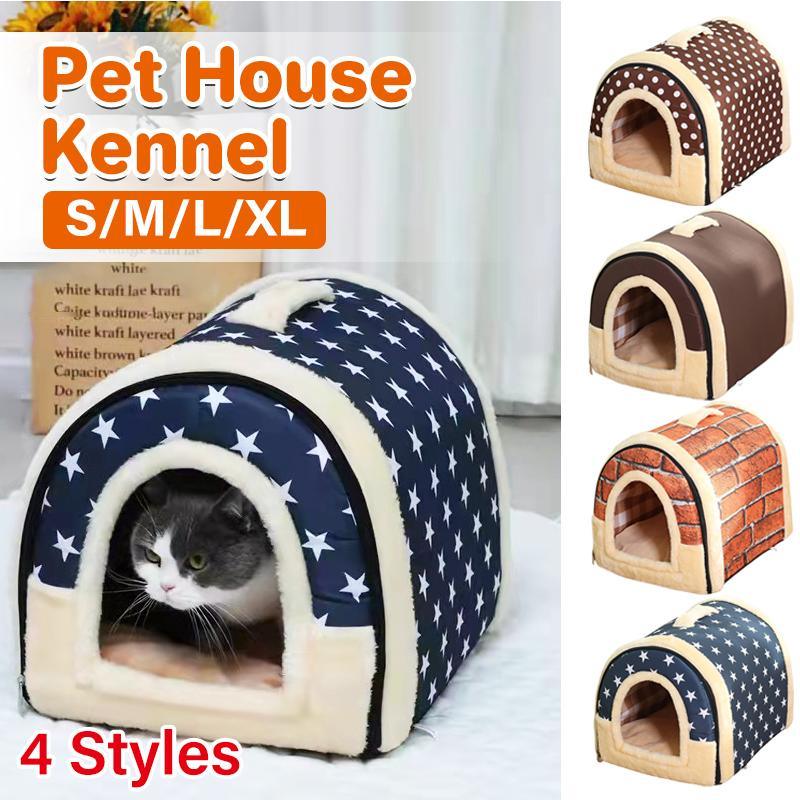 Pet Dog House Kennel Soft Igloo Beds Cave Cat Puppy Bed Doggy Warm Cushion Fold