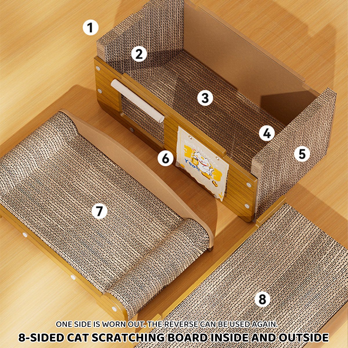 Two-door Corrugated Cat Scratch Board Toy With Door Curtain Double-layer Cat House