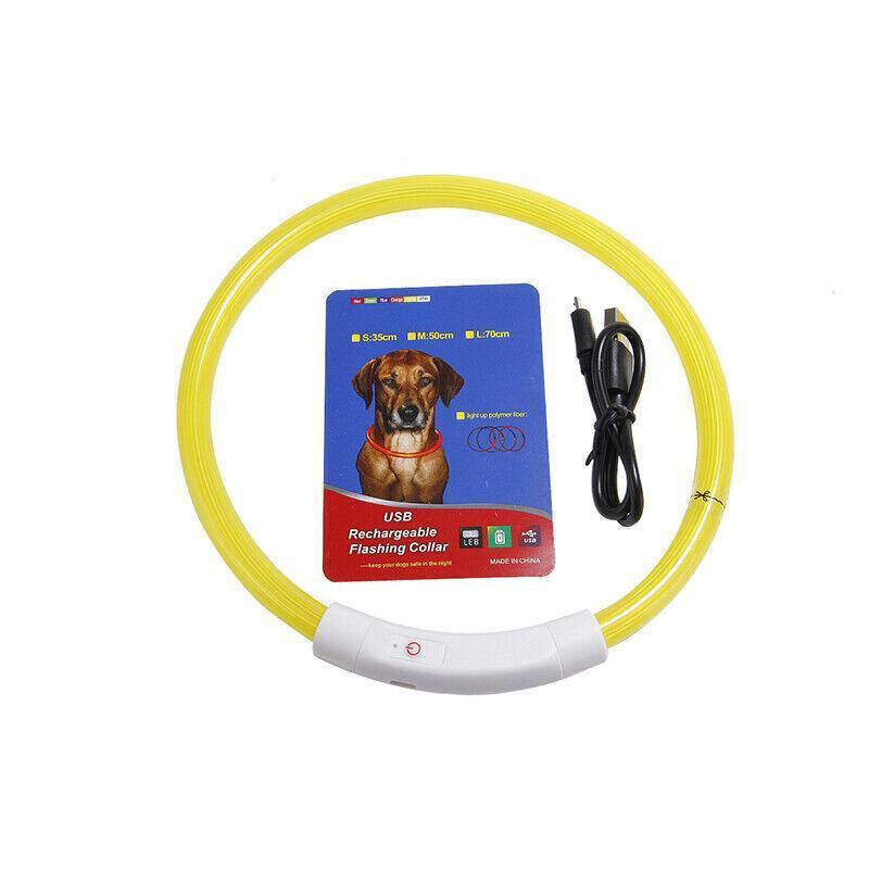 USB Rechargeable LED Dog Collar Night Glow Flashing Light Up Safety Pet Collars