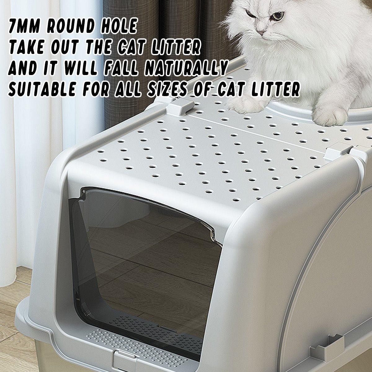 Durable Stainless Steel Litter Box with Flip Cover