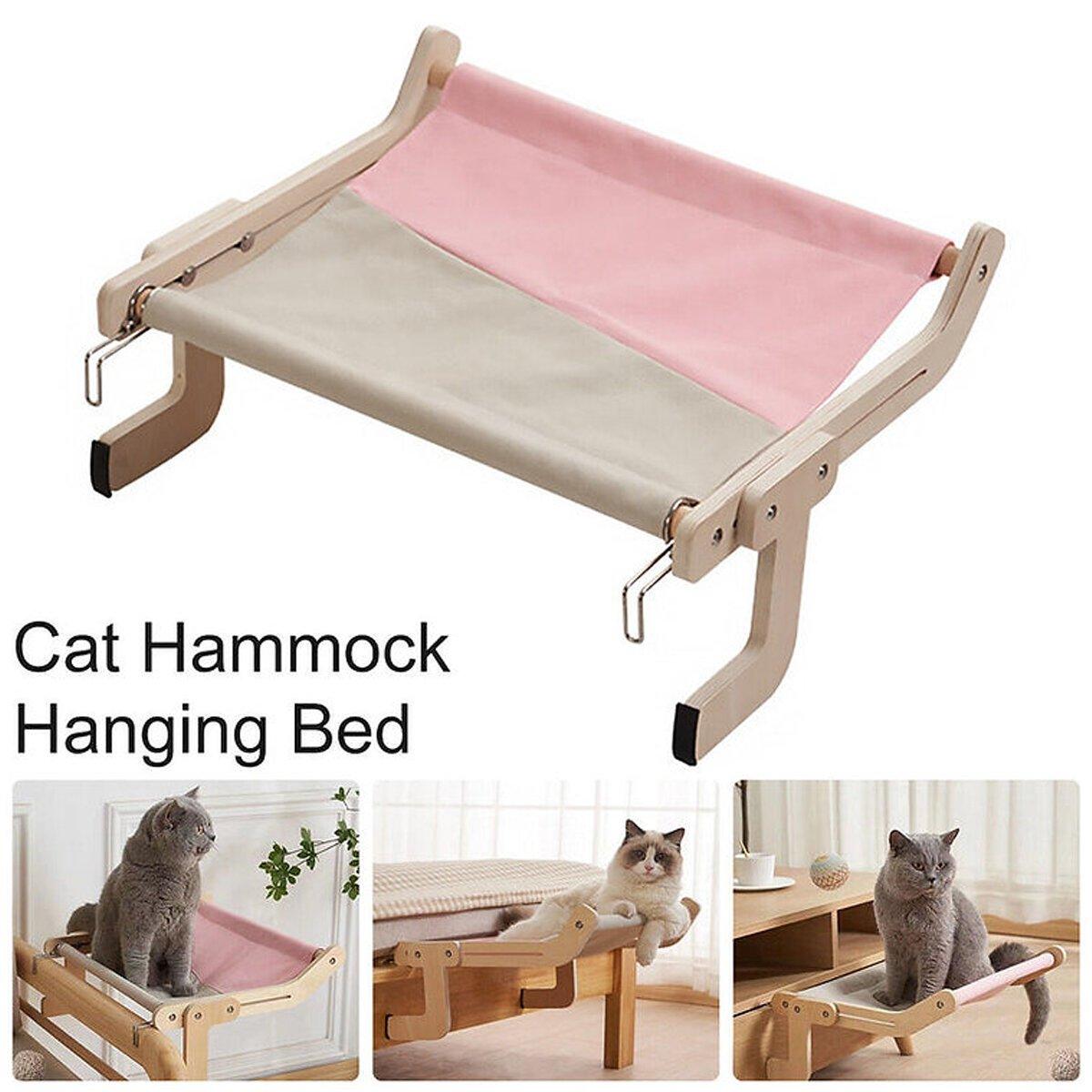 Durable Solid Wood Window Hanging Cat Hammock