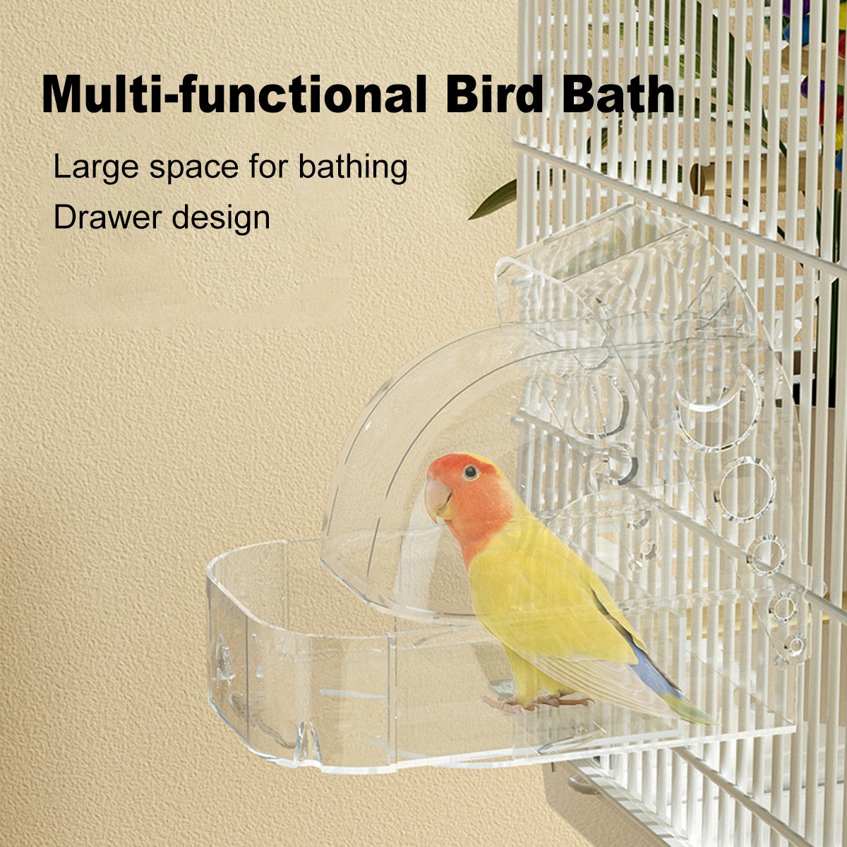 Parrot Bathers Large Bathroom Birdcage Supplies Multi-purpose Bath Room Sleeping Nest Feeding Box Tiger Skin Bird Bathtub