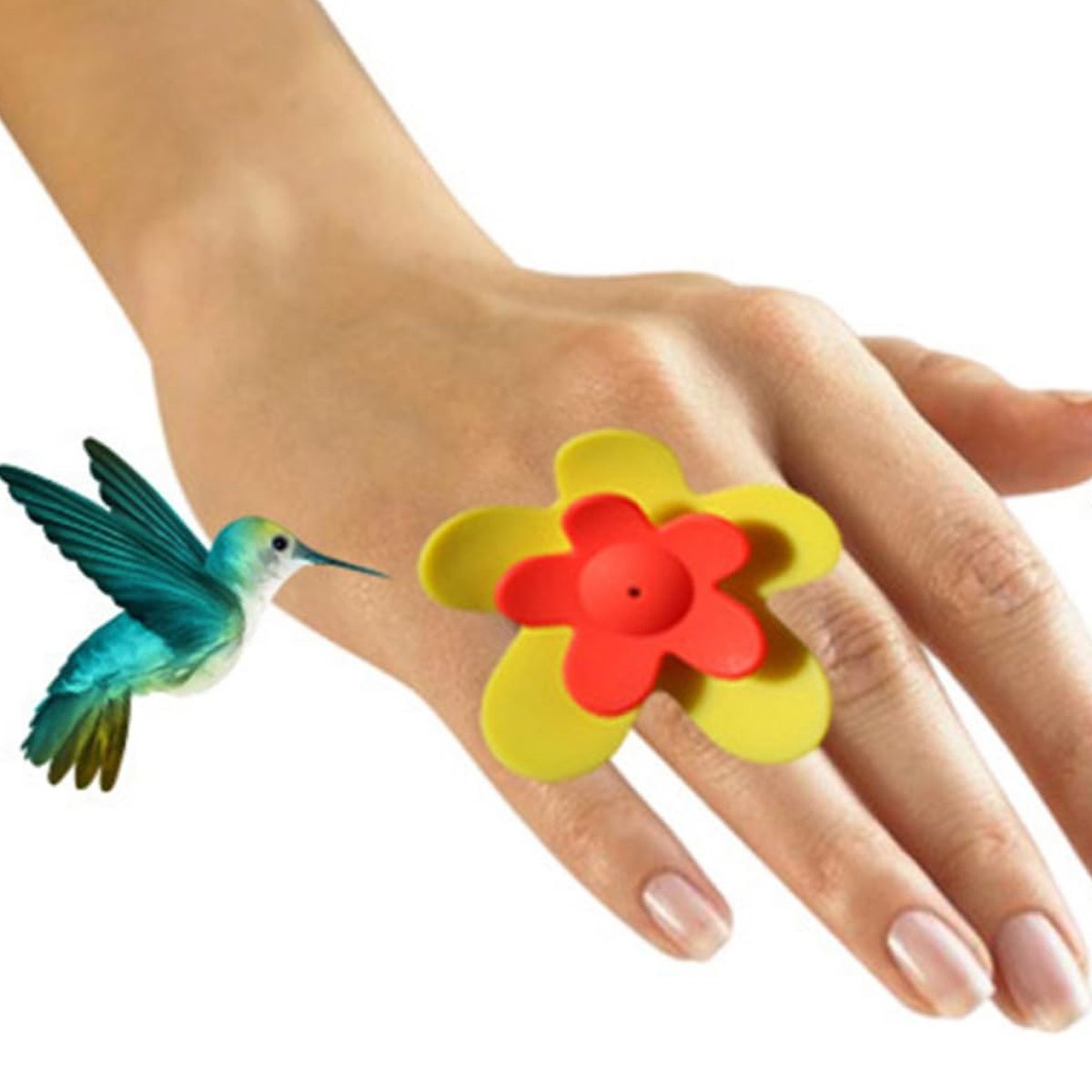 Wearable Hummingbird Feeder Ring for Close-Up Bird Feeding