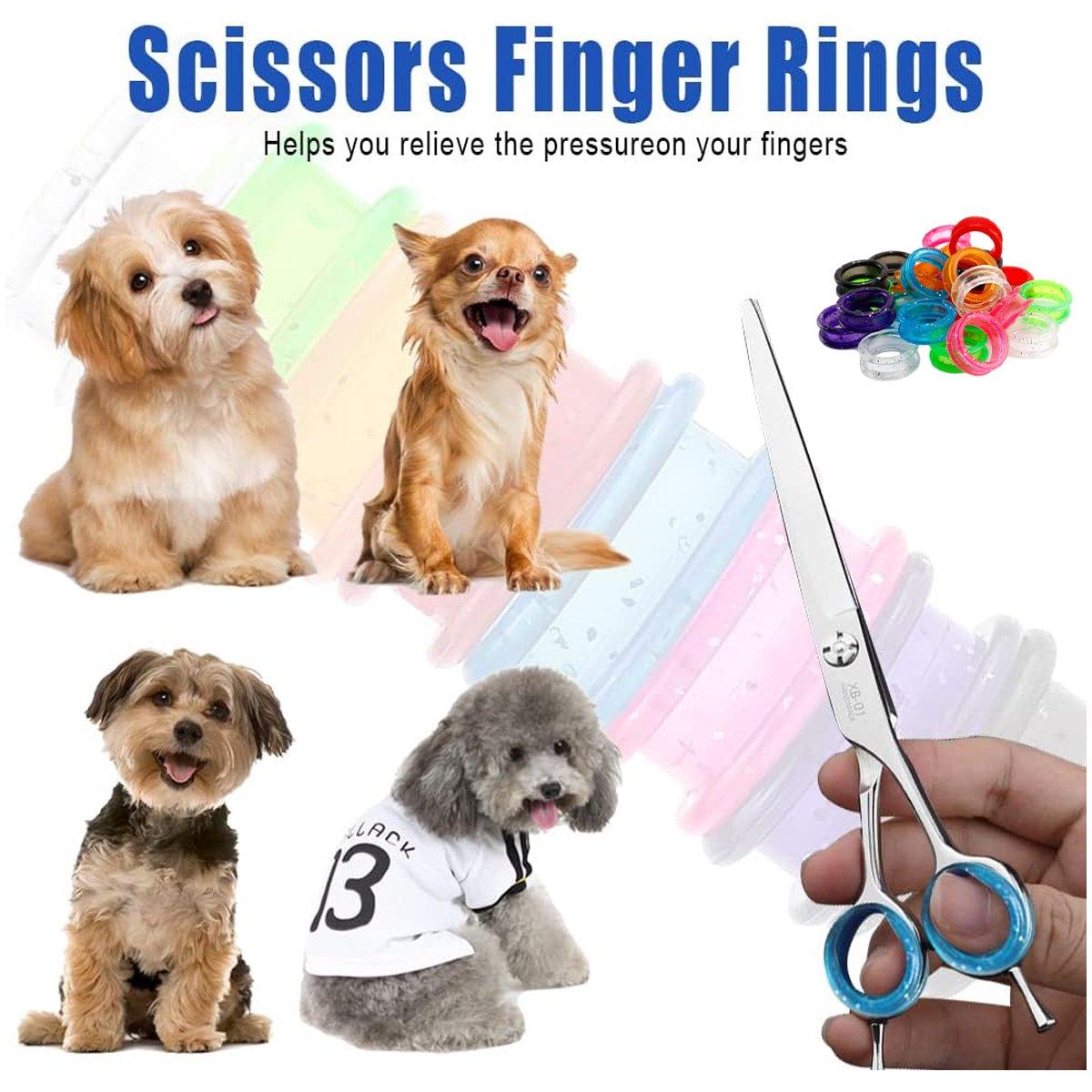 16pcs Dog Grooming Scissors Soft Silicone Finger Rings Insert Finger Protector