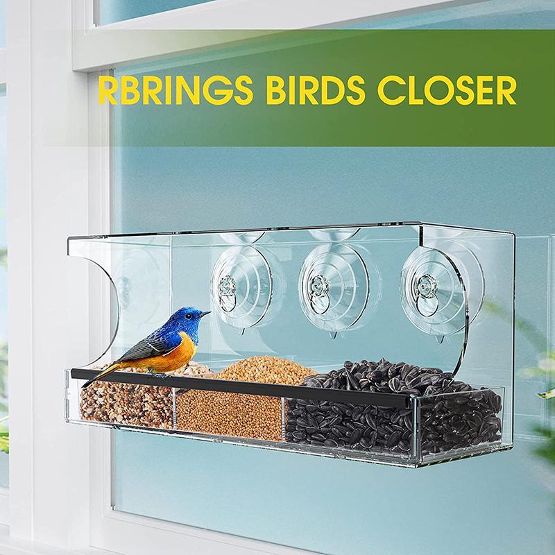 Clear Acrylic Window Bird Feeder 10x30x13cm