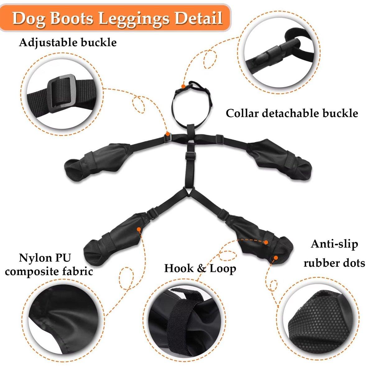 Waterproof Dog Shoes with Adjustable Suspenders Anti-Slip Dog Boots