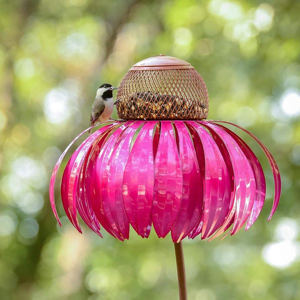 Metal Coneflower Bird Feeder for Small Birds