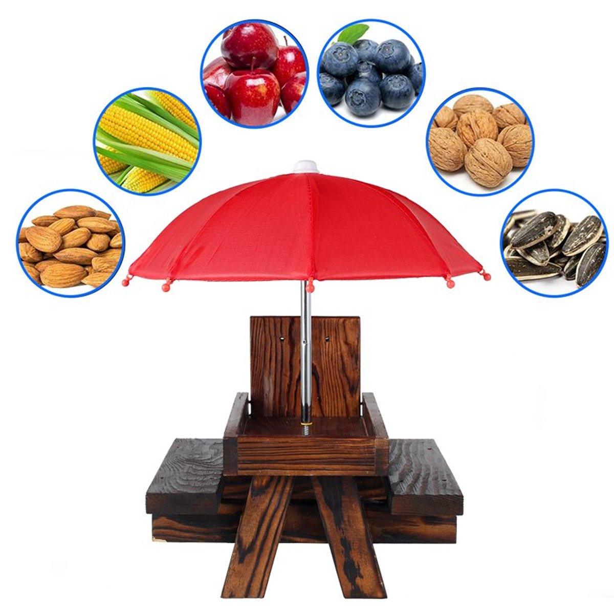 Weatherproof Wooden Squirrel Feeder Durable Outdoor Picnic Table