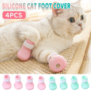 4pcs Cat Bathing Grooming Anti-Scratch Silicone Pet Socks for Bathing Feeding