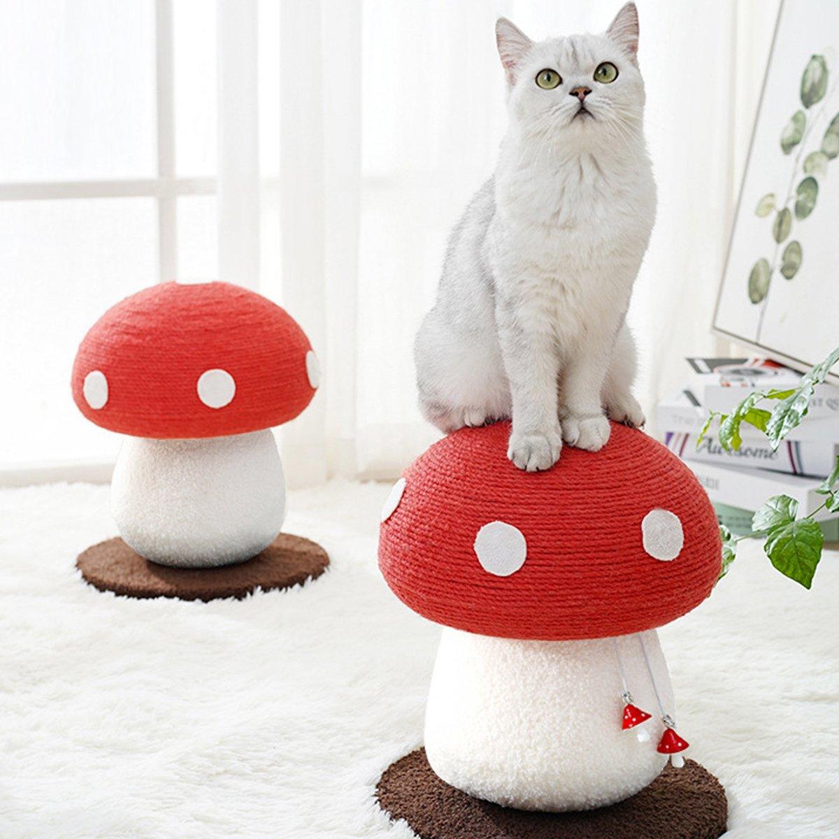 Red Mushroom Cat Climbing Rack Sisal Scratching Post for Cats