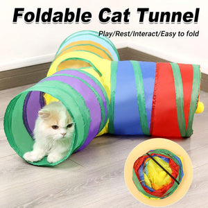 Pet Supplies Amazon New Rainbow Color Tee Cat Tunnel Toy Foldable Self Hi Cat Tunnel