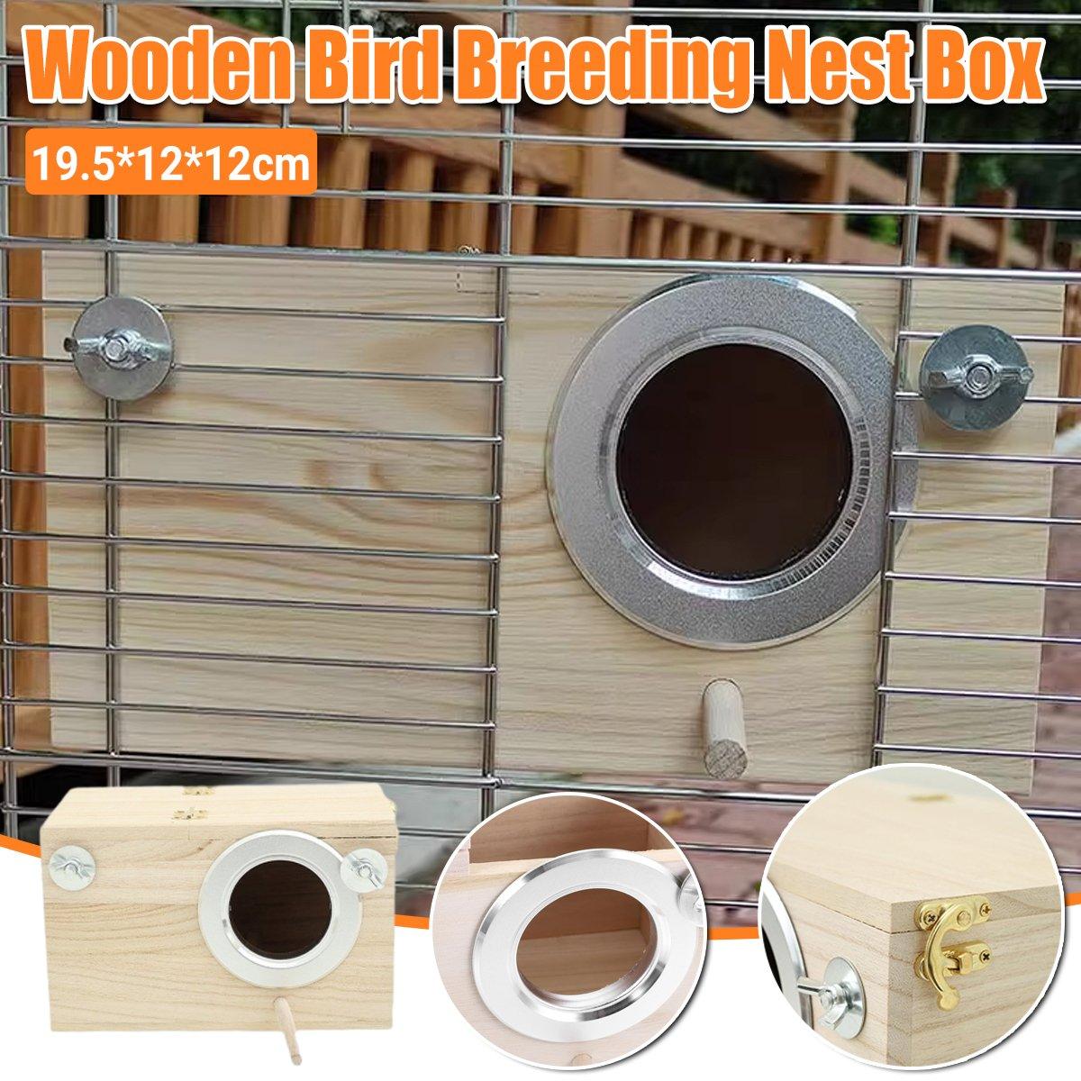 Right Opening Breeding Box Durable Wooden Nesting Box for Parrots