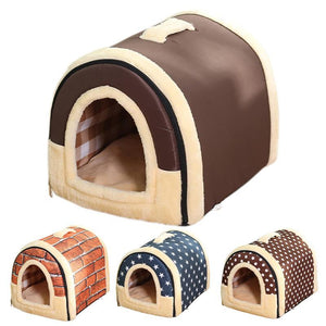 Pet Dog House Kennel Soft Igloo Beds Cave Cat Puppy Bed Doggy Warm Cushion Fold