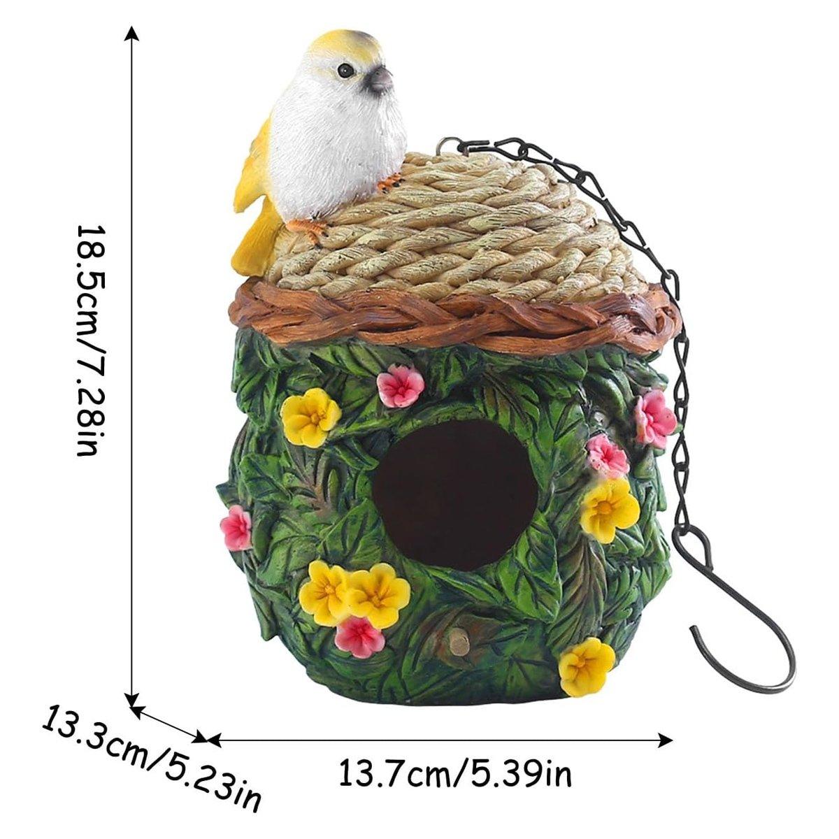 Hanging Resin Birdhouse Hand-Painted Outdoor Garden Decor