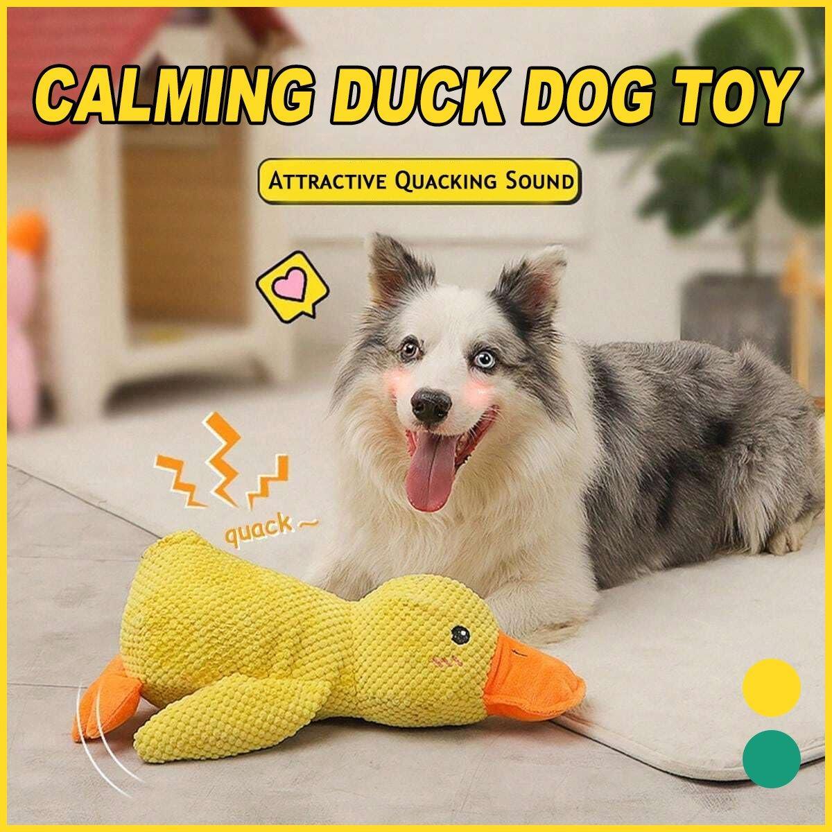 Yellow Squeaky Duck Dog Toy for Anxiety Relief and Chewing Fun