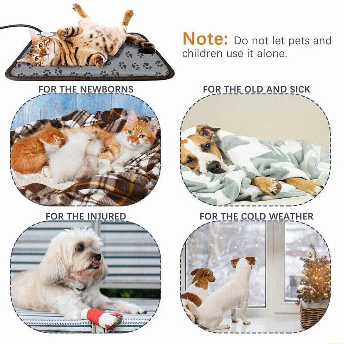 Electric Pet Heating Pad Waterproof Cover Dogs Cats Bed Blanket