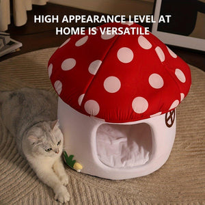 Mushroom Cat Kennel Cosy & Stylish Pet Bed for Cats and Small Animals