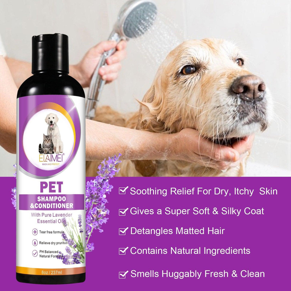 Lavender Bliss Pet Shampoo & Conditioner for Dogs and Cats